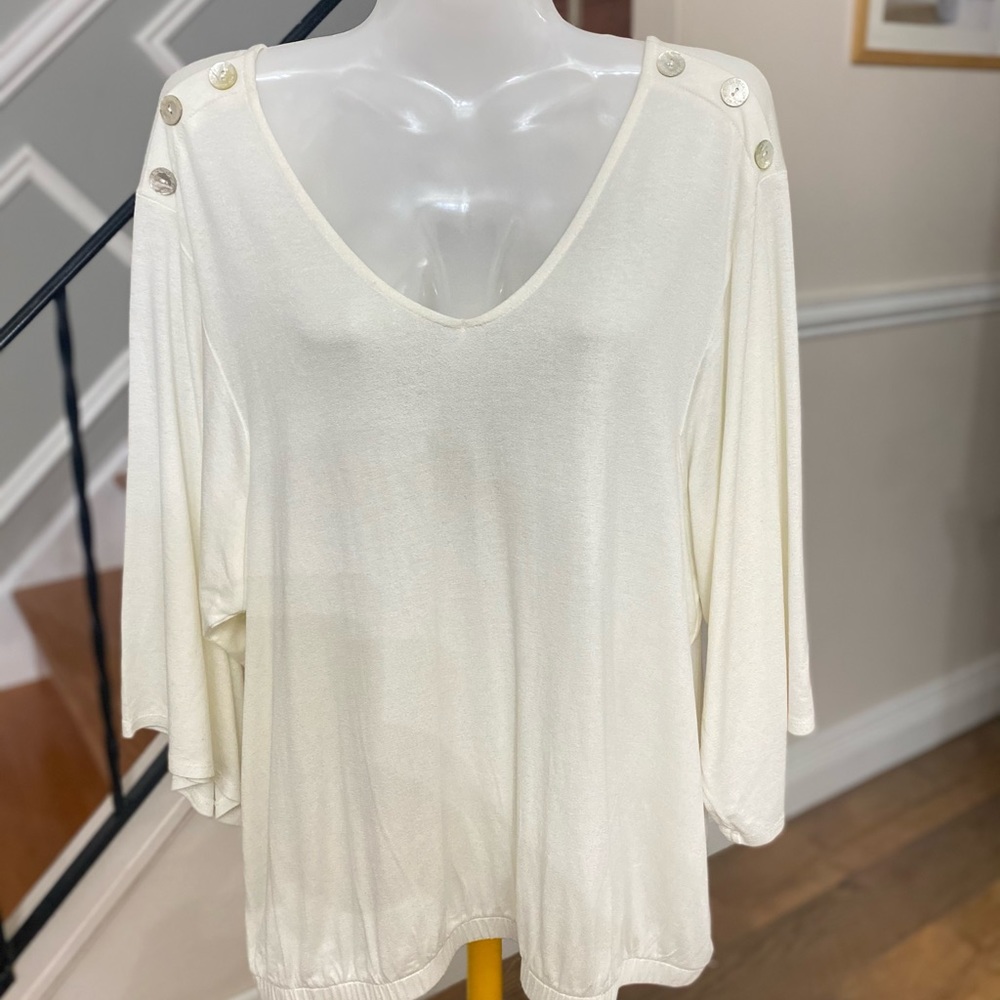 John Paul Richard Solid Button Shoulder Top - image 1